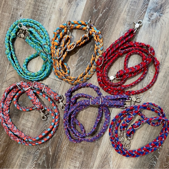 Braided & knotted barrel reins, approximately 6.5 feet - Picture 2 of 2